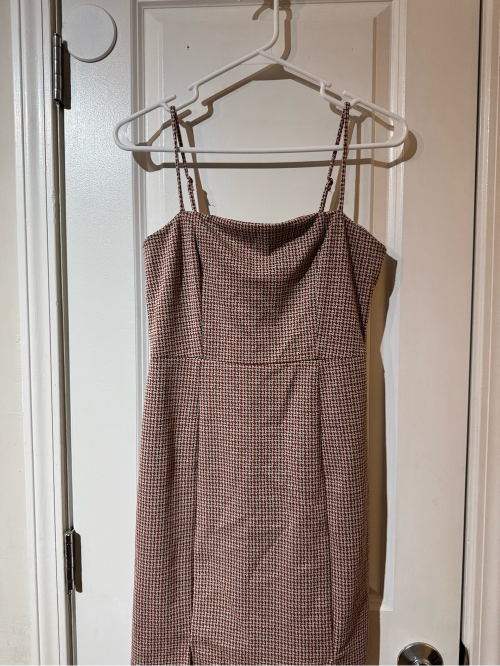 DryGoods Originality Spaghetti Strap Brown Printed Fitted Mini Dress